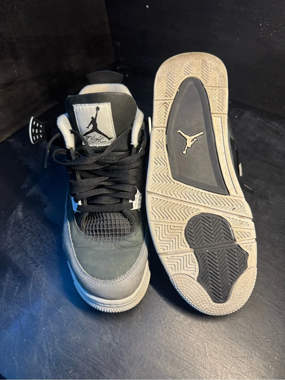 Jordan 4 Men’s Gray and Black Retro Basketball Sneakers No insoles